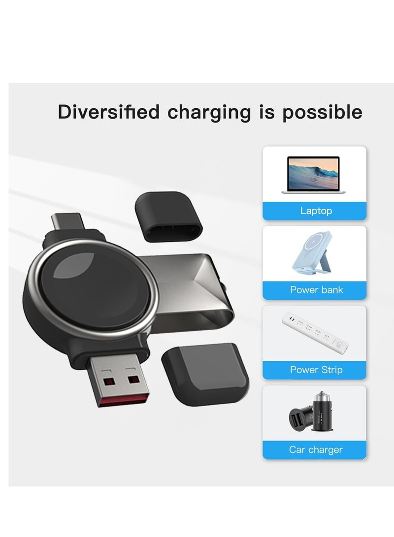 Portable Charger for Samsung Galaxy Watch, Magnetic Galaxy Watch Charger USB C&USB A 2 in 1 Fast Wireless Charging，Travel Charger for Galaxy Watch Ultra 7 6 6 Classic 5 5 Pro 4 4 Classic, Black (USB) - Image 4