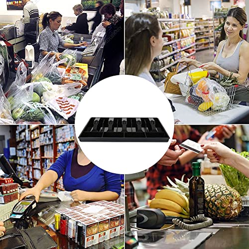 SWOPPLY cash drawer tray box for shop counter Super Markets Shopping Mall,plastic cash organizer box with coin compartments divider,cash register for shop with drawers(Black/5 Cash and 4 Coin slot) - Image 4