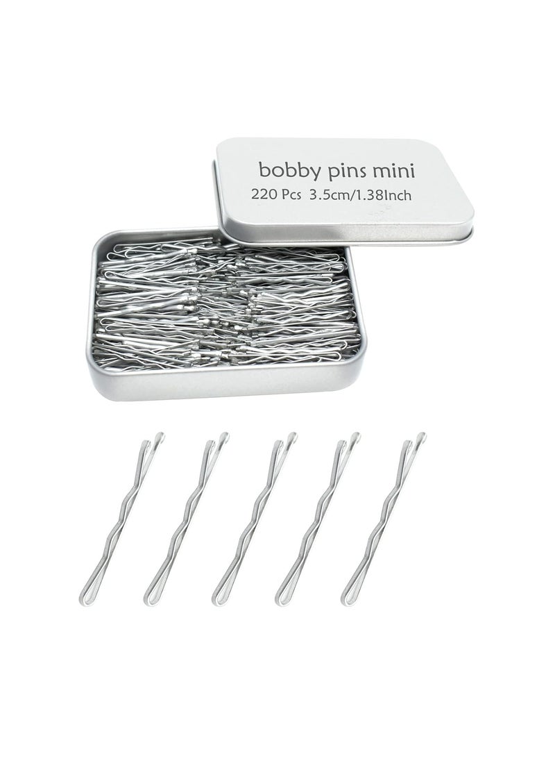 YINGFENG 220 Ct 138 Inch Mini Silver Gray Cute Bobby Pins with Metal Box Small Hair Bobby Pins for Buns YINGFENG Premium Gray Hair Pins for Kids Girls and Women Great for All Hair Types 