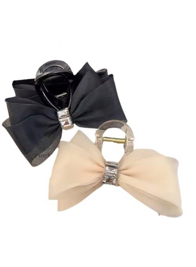 ZUGAD Multi-Color with multi-disionfor women and girl hair Accessories Bow Claw Clips - Large, Non-Slip, and Stylish Hair Accessories (Pack of 2) - Image 1