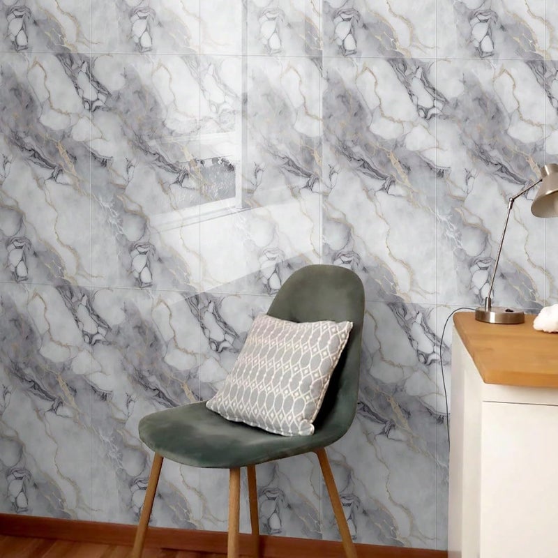 Chejiaye 10pcs Marble Peel and Stick Waterproof Wall Panels,Heat-Resistant Backsplash Tile, 23.6"x11.8" PVC Foam Wall Sticker for Kitchen,Living Rooms,TV Walls,Colorful (Not Real Tile 19.4Sq. Ft.) - Image 3