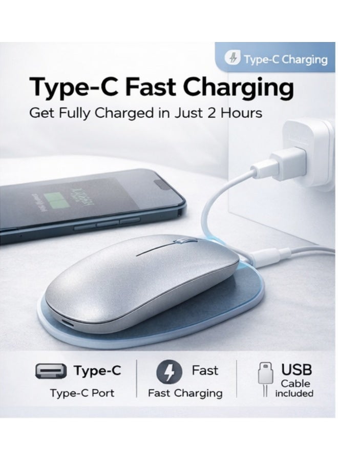 AGNAR Wireless Mouse Rechargeable Bluetooth & 2.4GHz Silent Click Type-C Charging 1600 DPI Portable Mouse for Laptop PC Mac - Image 5