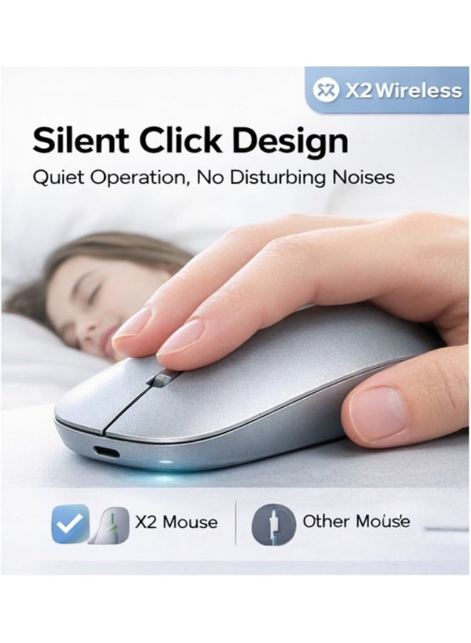 AGNAR Wireless Mouse Rechargeable Bluetooth & 2.4GHz Silent Click Type-C Charging 1600 DPI Portable Mouse for Laptop PC Mac - Image 3