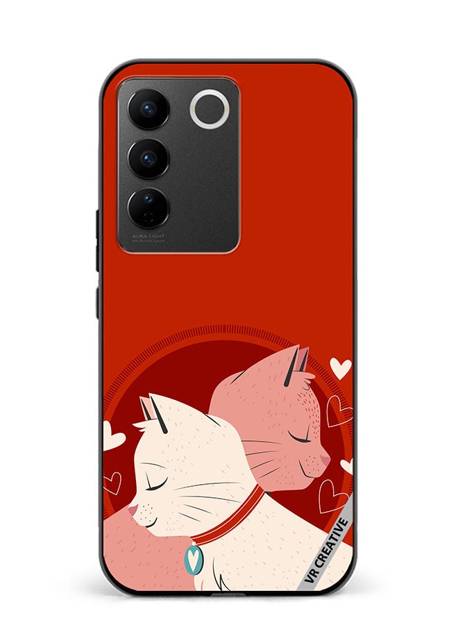 VR CREATIVE Protective Case Cover For Vivo V27e Love Cats Design Multicolour - Image 1