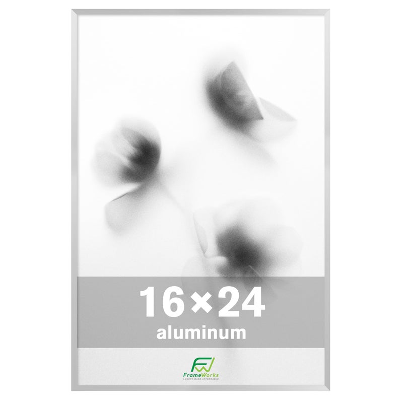 FrameWorks 16x24 Brushed Aluminum Poster Frames  Modern Brushed Metal Design wShatterproof Plexiglass Perfect for Posters Artwork Paintings Wall Displays  Home or Office Decor Silver  1 Pack