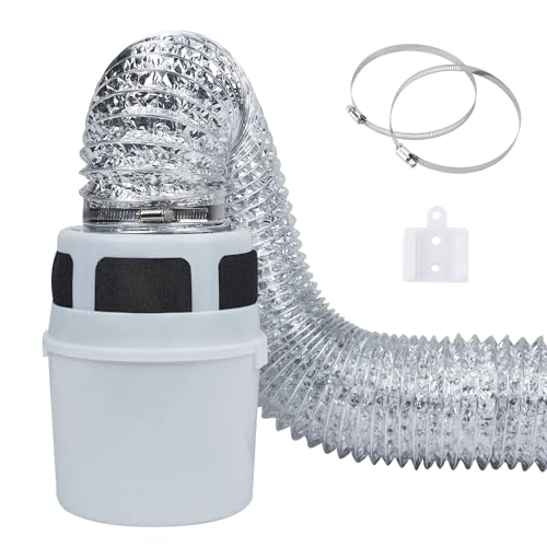 VIWINVELA 3 IN 1 Indoor Dryer Vent Kit Filter Bucket for Electric Dryer with 4Inch by 8Feet Proflex Duct Silver - Image 1