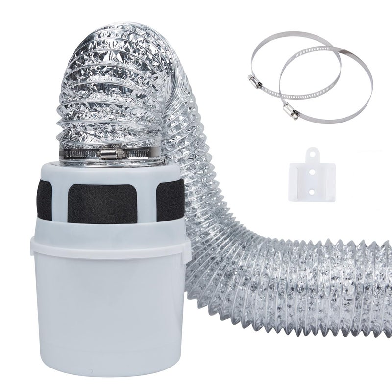VIWINVELA 3 IN 1 Indoor Dryer Vent Kit Filter Bucket for Electric Dryer with 4Inch by 8Feet Proflex Duct Silver - Image 2