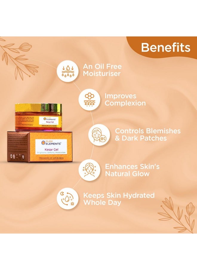 Pure Elements Kesar Gel For Brightening Softening Hydrating Skin Tone Reduce Pigmentation Blemishes Acne For Men And Women -90 Gm  - Image 3