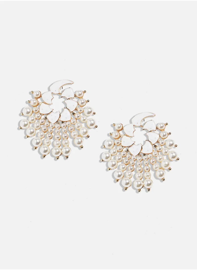 SOHI Circular Pearl Drop Earrings