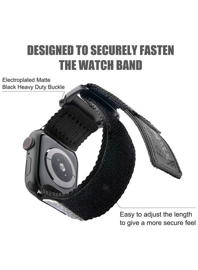 Nylon Rugged Apple Watch Band Compatible with Apple Ultra Watch Band Apple Watch 38mm 40mm 41mm, Adjustable Tactical Apple Watch Band Men for Apple Watch Band for Series 8/7/6/5/4/3/2/1 SE Blac