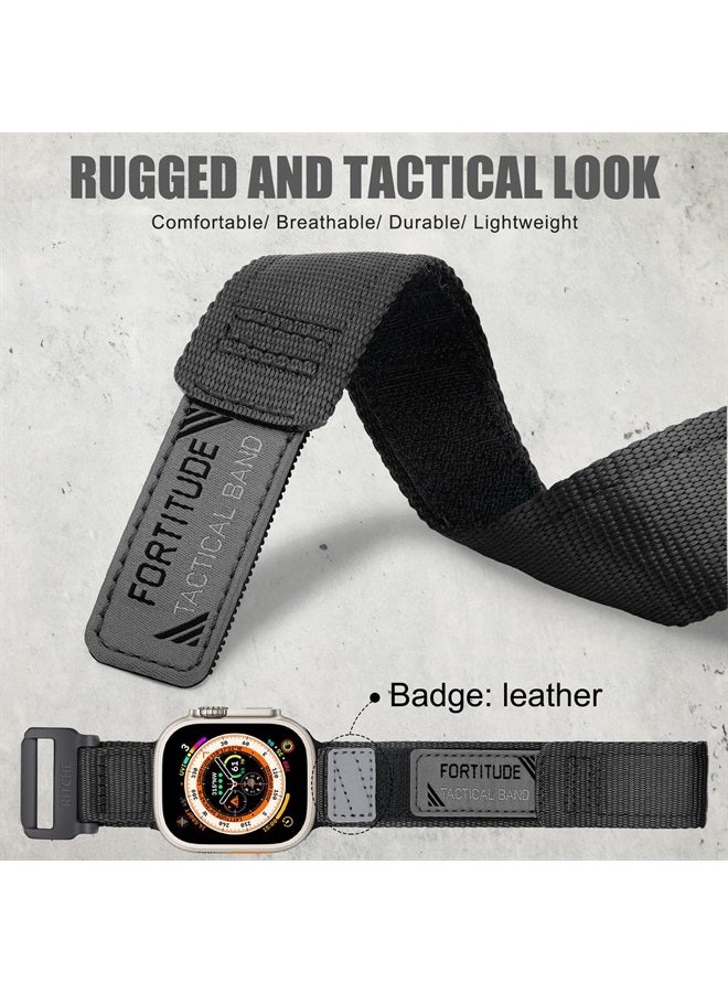 Nylon Rugged Apple Watch Band Compatible with Apple Ultra Watch Band Apple Watch 38mm 40mm 41mm, Adjustable Tactical Apple Watch Band Men for Apple Watch Band for Series 8/7/6/5/4/3/2/1 SE Blac