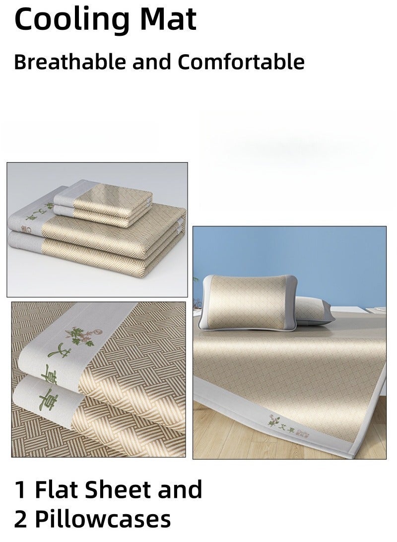 طيب نور طقم ملاءة سرير من خيوط السيليكون المثلج بالعشبة الصينية - مقاس كينج 200×180 سم مبرد صيفي مع 2 وسادة، قابل للغسل في الغسالة، رفيع ومسامي للمكيّفات - يشمل حقيبة تخزين فاخرة - Image 4