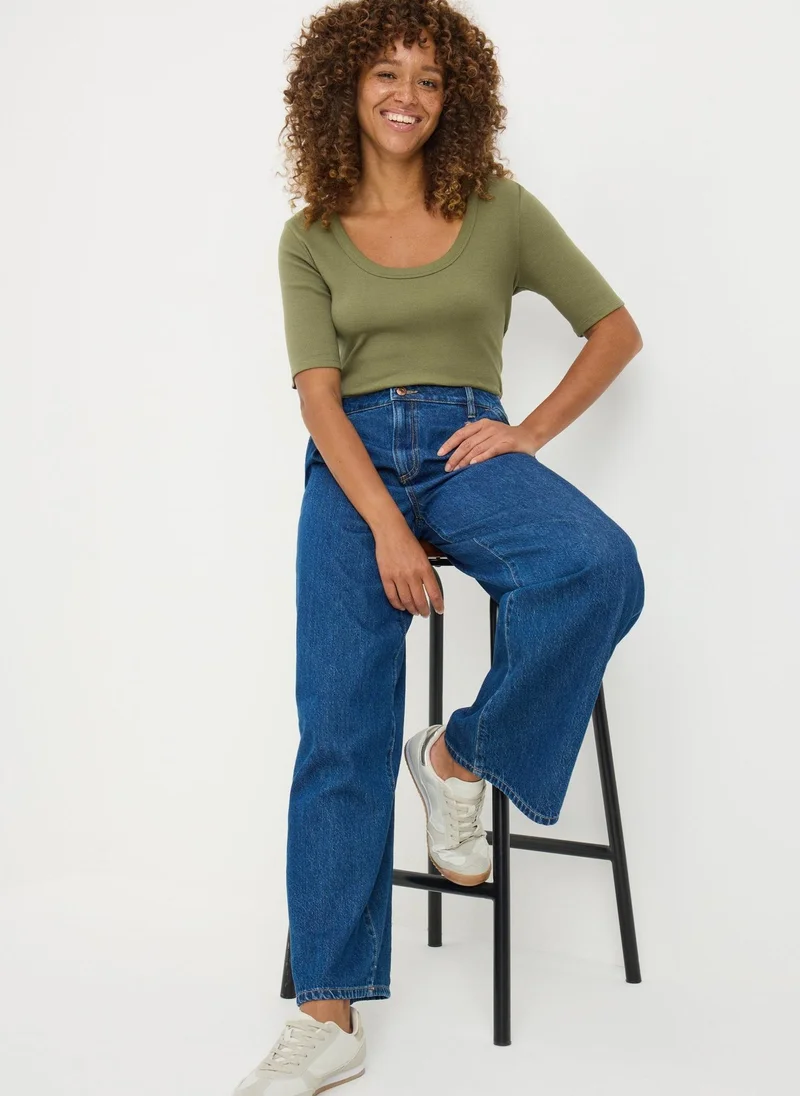 Matalan Khaki Scoop Neck Fitted T-Shirt