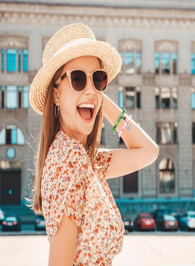 AULEEP أساور مطابقة AULEEP - هدايا أصدقاء من ويكيد مع خرز كريستالي للصداقة، دمية إلفابا، هدايا ويكيد، أحجار طبيعية شافية 8 مم، هدايا عيد ميلاد للنساء والأزواج باللونين الوردي والأخضر - Image 5