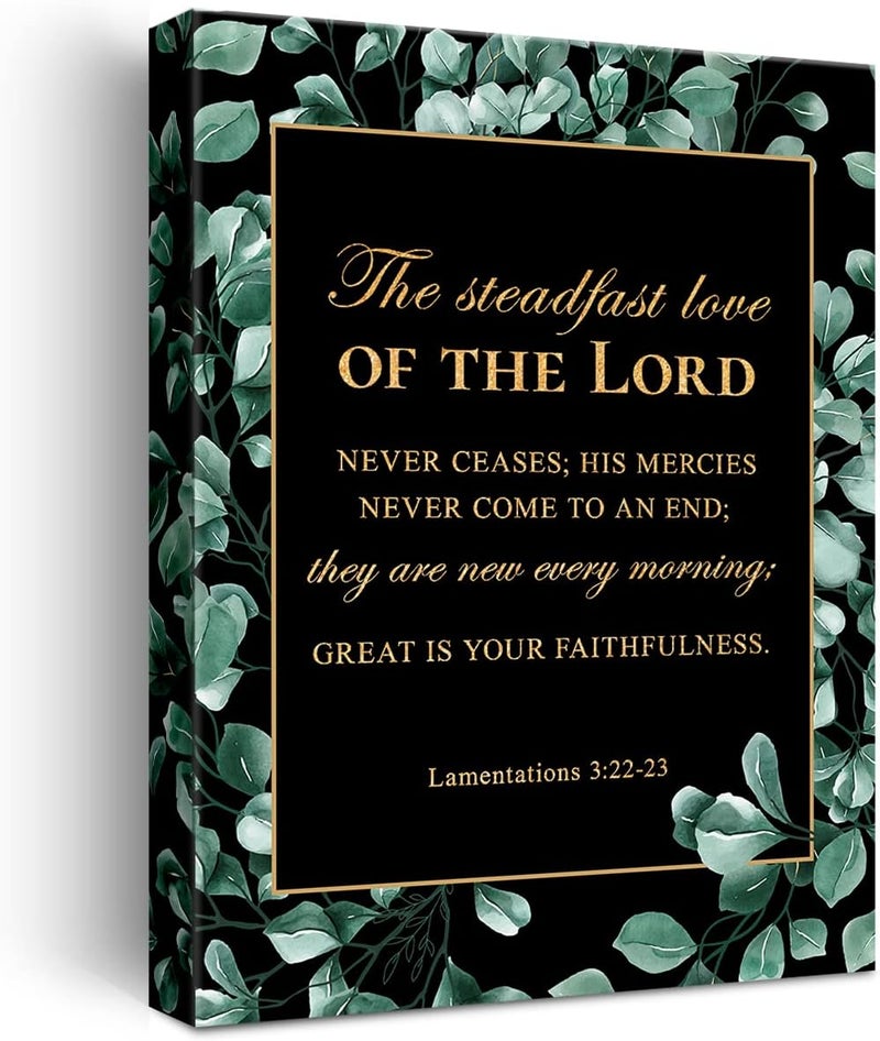 JerLoe Gold Foil Canvas Wall Art - Lamentations 3:22-23 - Image 1