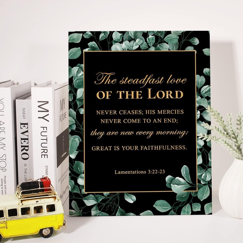 JerLoe Gold Foil Canvas Wall Art - Lamentations 3:22-23 - Image 4
