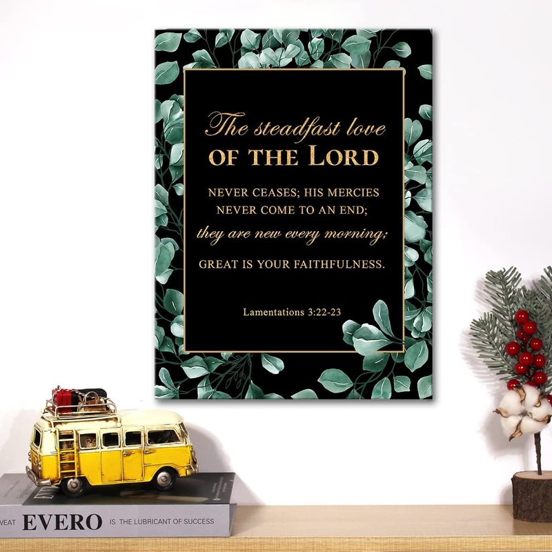 JerLoe Gold Foil Canvas Wall Art - Lamentations 3:22-23 - Image 5