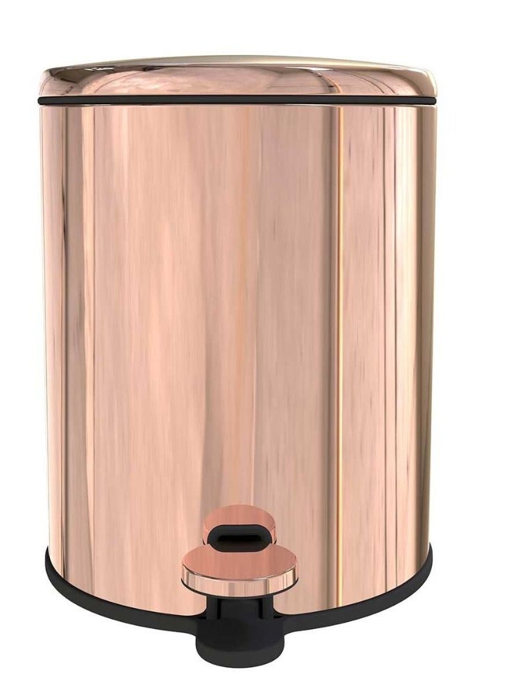 Primanova Cigo stainless steel trash can wastebin with pedal & soft closing mechanism for bathroom kitchen office 6 liter rose gold - Image 1