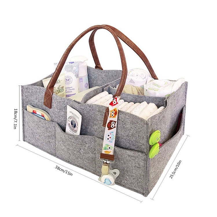 Large Capacity Foldable Wool Felt Travel Bag Mommy Bag Maternity Business Trip Picnic Handbag Storage Gray 
