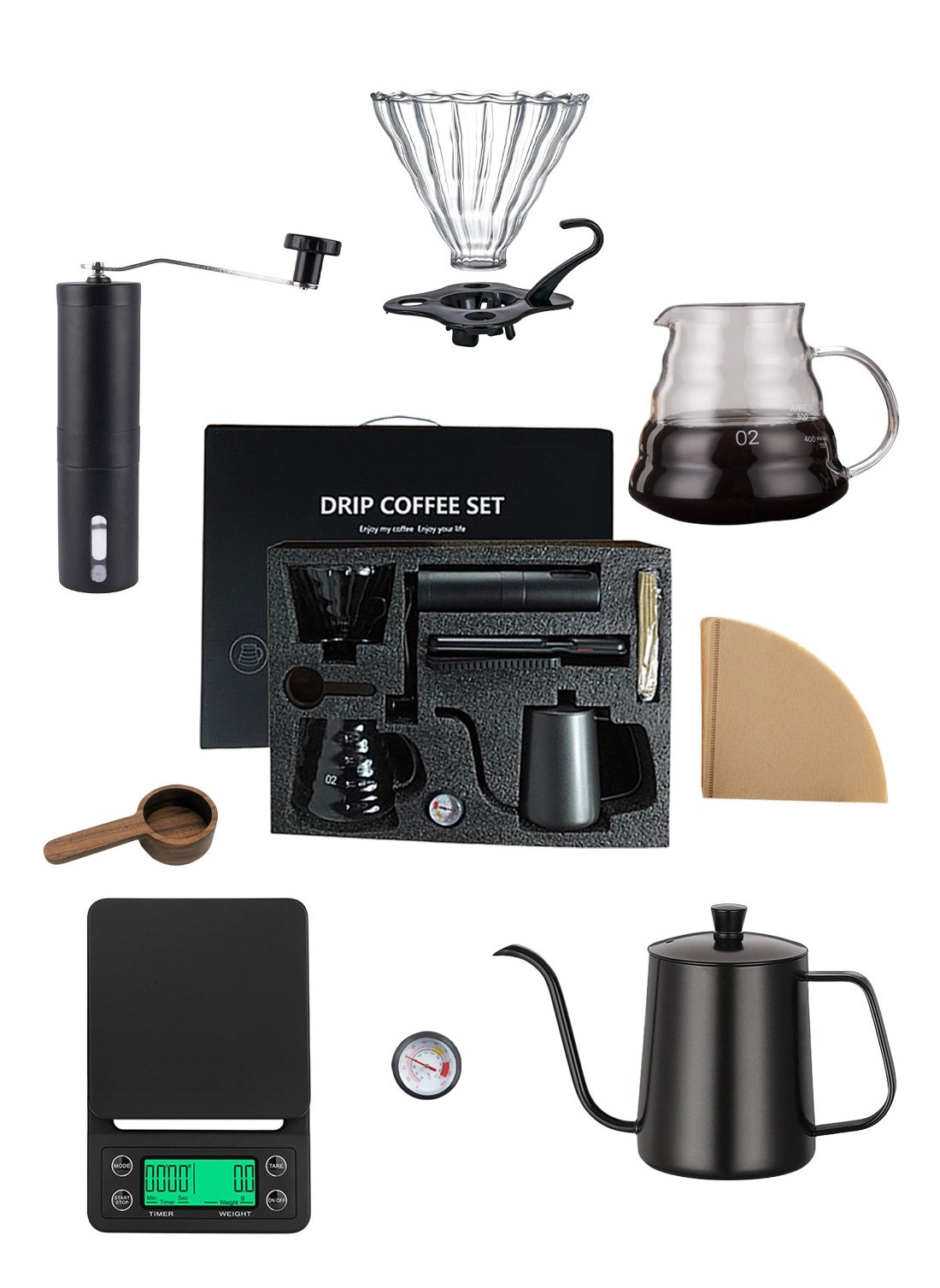 8-Piece Drip Coffee Maker Set With Portable Hand-held Gift Box 