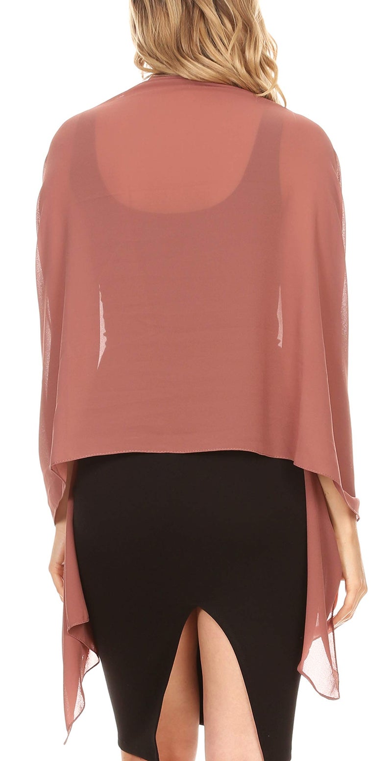 Sakkas 18225 - Jona Women Soft Sheer Chiffon Bridal Wedding Evening Scarf Shawl Wrap Stole - Mauve - 7029 - Image 2