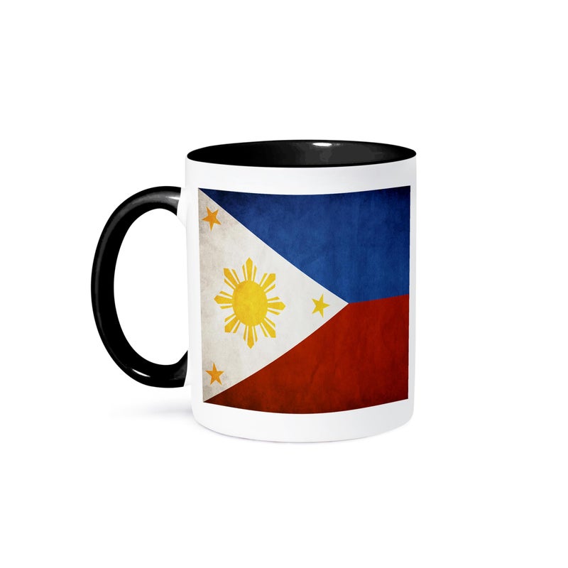3dRose mug_28282_4 Philippines Flag Two Tone Black Mug 11oz Multicolored