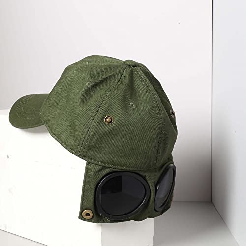 French Accent Men Green Solid Baseball Cap with Sunglasses for Outdoor Everyday Wear | UV Protection | Lightweight | Packable | Quick-Drying | Fashion Casual Headwear Accessories for Men and Boys - Image 3