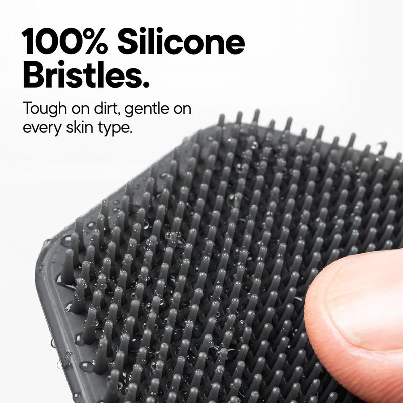 TOOLETRIES Men's Face Scrubber - Premium Silicone Facial Cleansing Brush, Gentle Exfoliator Pad & Soft-Touch Massager - Removes Dead & Dry Skin - Long Lasting Shower Accessories - Charcoal - Image 4