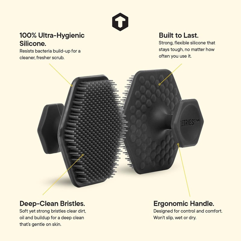 TOOLETRIES Men's Face Scrubber - Premium Silicone Facial Cleansing Brush, Gentle Exfoliator Pad & Soft-Touch Massager - Removes Dead & Dry Skin - Long Lasting Shower Accessories - Charcoal - Image 3