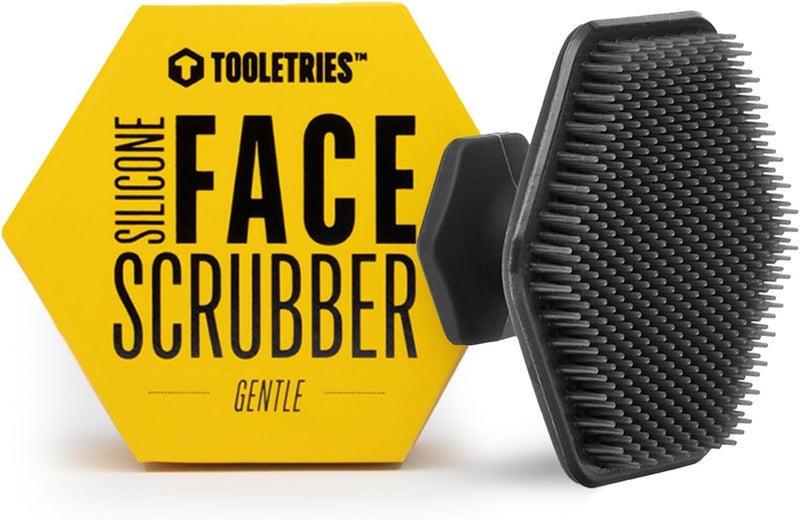 TOOLETRIES Men's Face Scrubber - Premium Silicone Facial Cleansing Brush, Gentle Exfoliator Pad & Soft-Touch Massager - Removes Dead & Dry Skin - Long Lasting Shower Accessories - Charcoal - Image 1