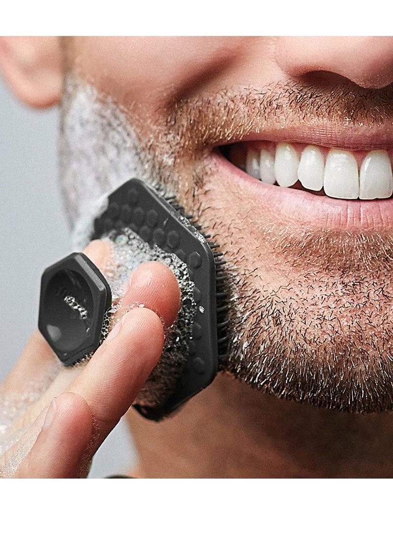 TOOLETRIES - Tooletries - Men's Face Scrubber - Premium Silicone Facial Cleansing Brush, Gentle Exfoliator Pad & Soft-Touch Massager - Removes Dead & Dry Skin - Long Lasting Shower Accessories - Charcoal - Image 1