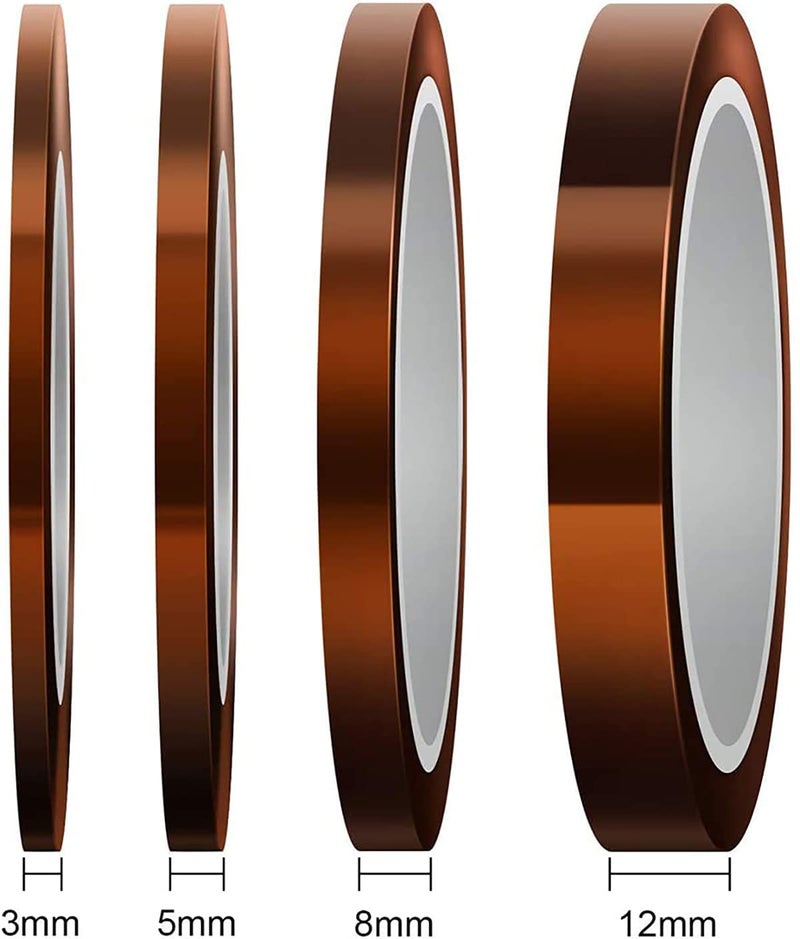 Funi Heat Resistant High Temp Tape for Sublimation, Heat Transfer, Insulation, Wave Soldering (3mm/5mm/8mm/12mm x 33m, Tawny) - Image 2