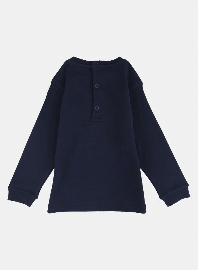 بمبيلو تيشيرت قطني للاولاد الصغار الصغار – كحلي مع طباعة دب - Image 2