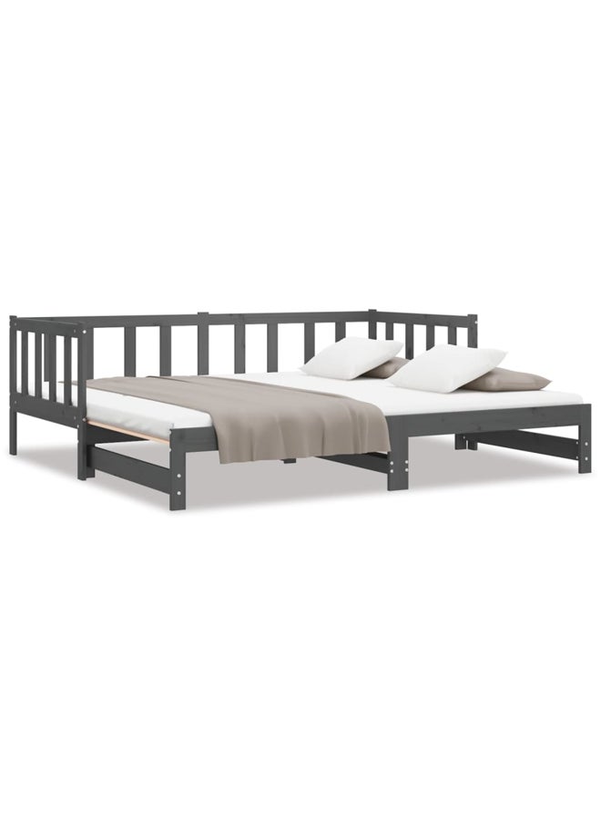 فيداكسل سرير نهاري قابل للسحب خشب صنوبر صلب رمادي 2×(90×200) سم 806962 - Image 1
