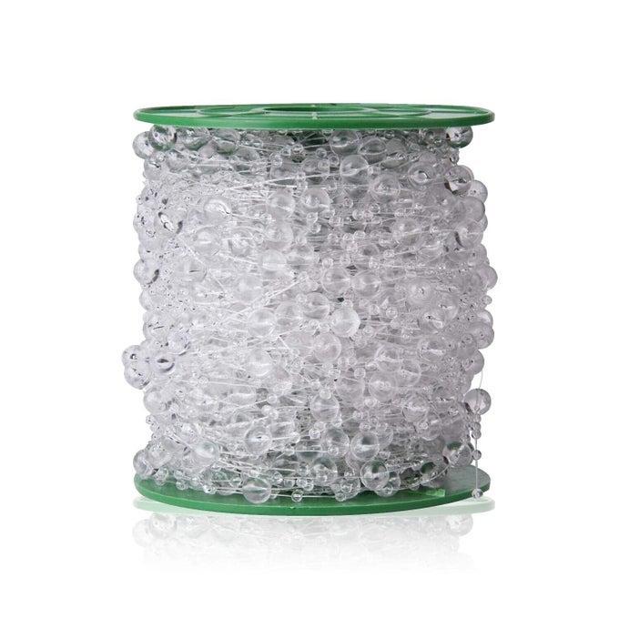 200 FEET ROLL CLEAR CRYSTAL ACRYLIC PARTY GARLAND CENTERPIECE BRIDAL BOUQUET DECORATIONCRYSTAL ACRYLIC BEAD GARLAND WEDDING CENTERPIECE FLORAL CRAFTING DIY ACCESSORY