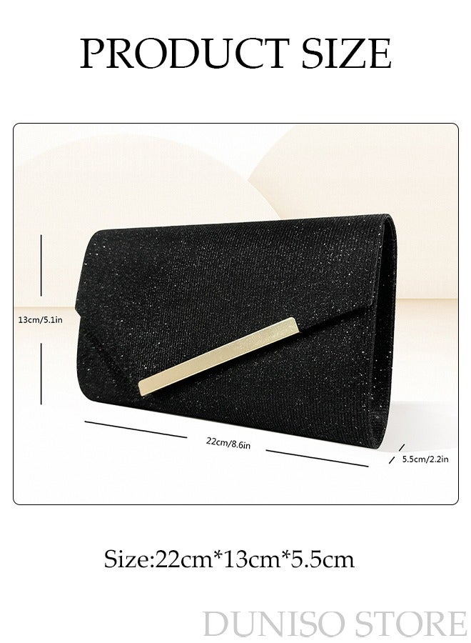 DUNISO Women Shiny Glitter Evening Clutch Crossbody Bag Envelope Handbag Chain Purse for Wedding Formal Cocktail Party - Image 4