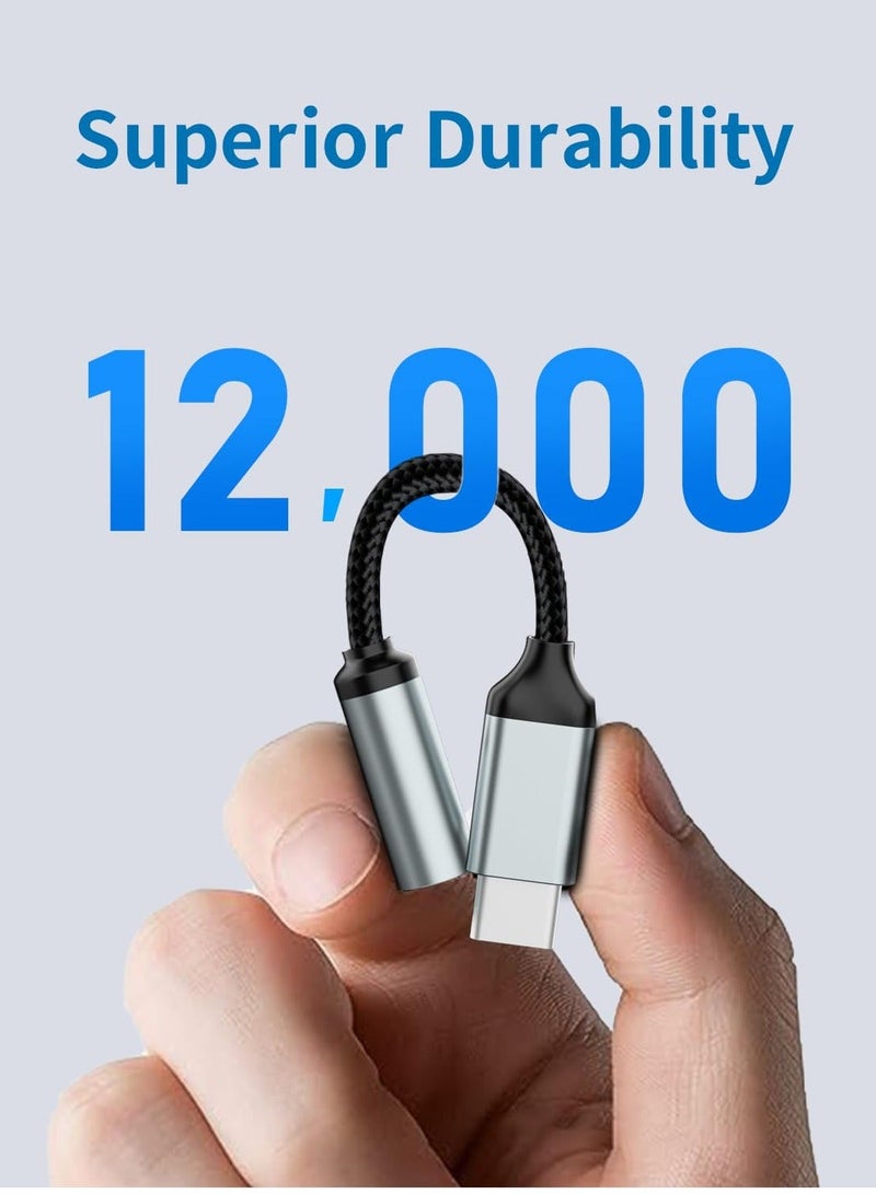 USB C to 3.5mm Audio Headphone Jack Adapter USB Type-c Male to 3.5mm Digital Audio Adapter Cable HiFi DAC Braided Cable Cord for Samsung Galaxy S22 S21 iPhone 15 14 13 iPad MacBook Pixel 5 6 XL - Image 4