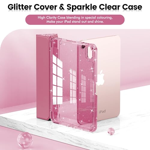 INFILAND for iPad mini 7 Case (A17 Pro), iPad mini 6 Case, iPad mini 7th/6th Generation Case 2024/2021 8.3 Inch, Glitter Cute Protective Clear Cover with Pencil Holder for Kids Girls, Pink - Image 4