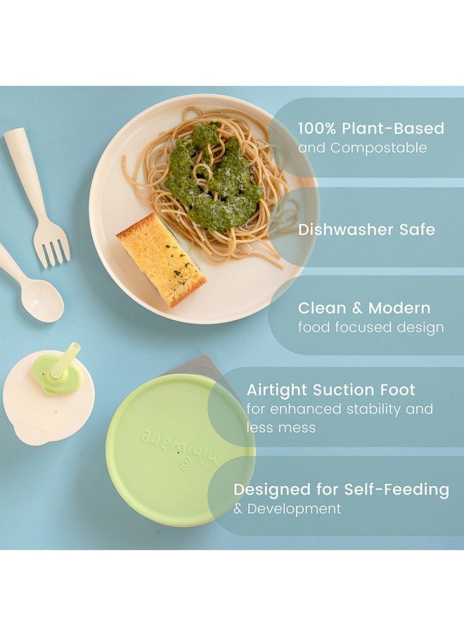 Miniware Little Foodie Set With Cereal Bowl, Sandwich Plate, My First Cutlery Set, 1-2-3 Sip Cup, And Detachable Suction Foot For Baby Toddler Kids | Bpa Free (Vanilla + Cotton Candy)  - Image 4