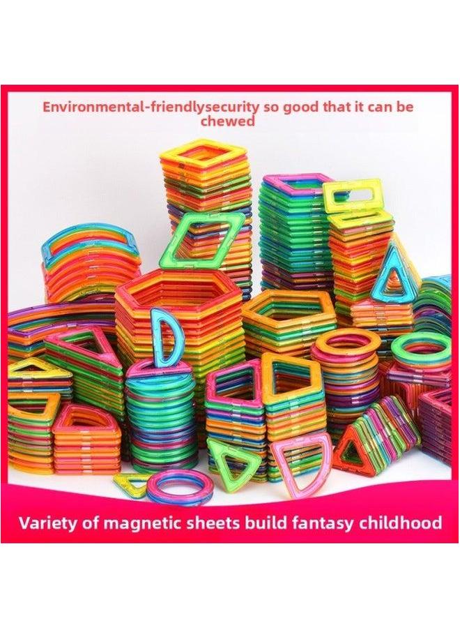 Magnetic Pieces Building Blocks Children's Pure Magnet Iron Shot Toy Boy's Intelligence Brain Girl's Educational Assembling Multifunctional-Color:58 Film 【send Box + Wheel Ferris Wheel】】 - Image 2