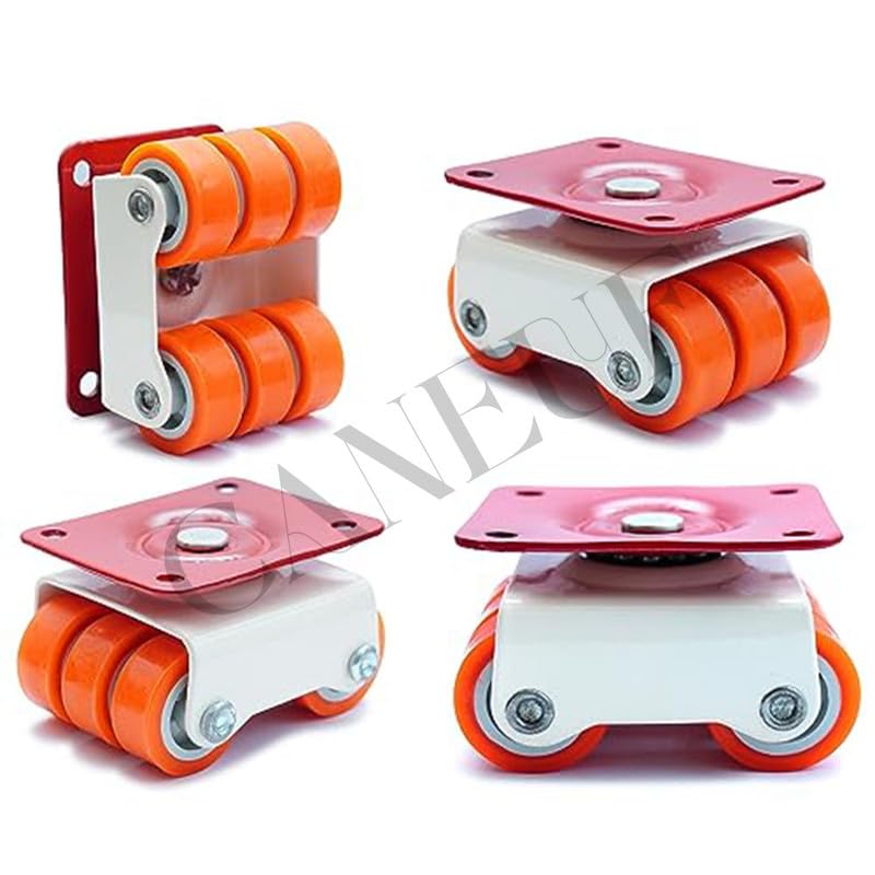 Caneuf 6Wheel Roller Casters with 360 Rotation Bearings Ideal for Revolving Furniture Sofa Bed Table Cabinets 500600kg Load Capacity Orange 50mm Set of 4 - Image 3