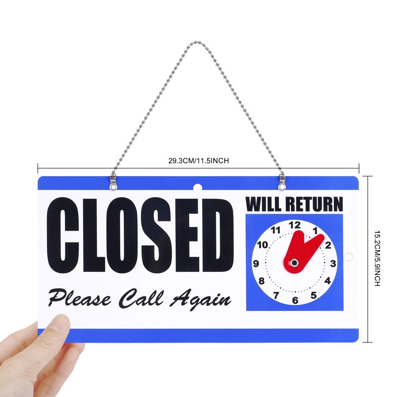 Eagle Open and Closed Sign, Plastic, with Hanging Chain, Dual Sides with “Will Return” Clock, 6X11.5-Inches - Image 5