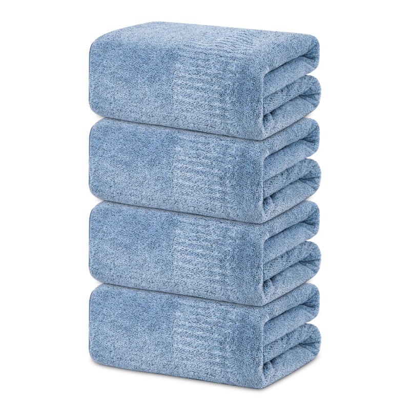 SEISSO Large Bath Towels Set of 435 x 63 Inches Super Absorbent  Lightweight Quick Drying Bamboo Viscose Towels Oversized Bath Towel for Beach Travel Gym Sauna Camp Pool  Light Blue