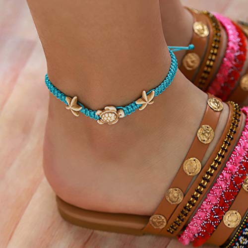 Yokawe Boho Turtle Anklets Bracelets Blue Starfish Summer Beach Waterproof Barefoot Sandals Jewelry for Women - Image 4