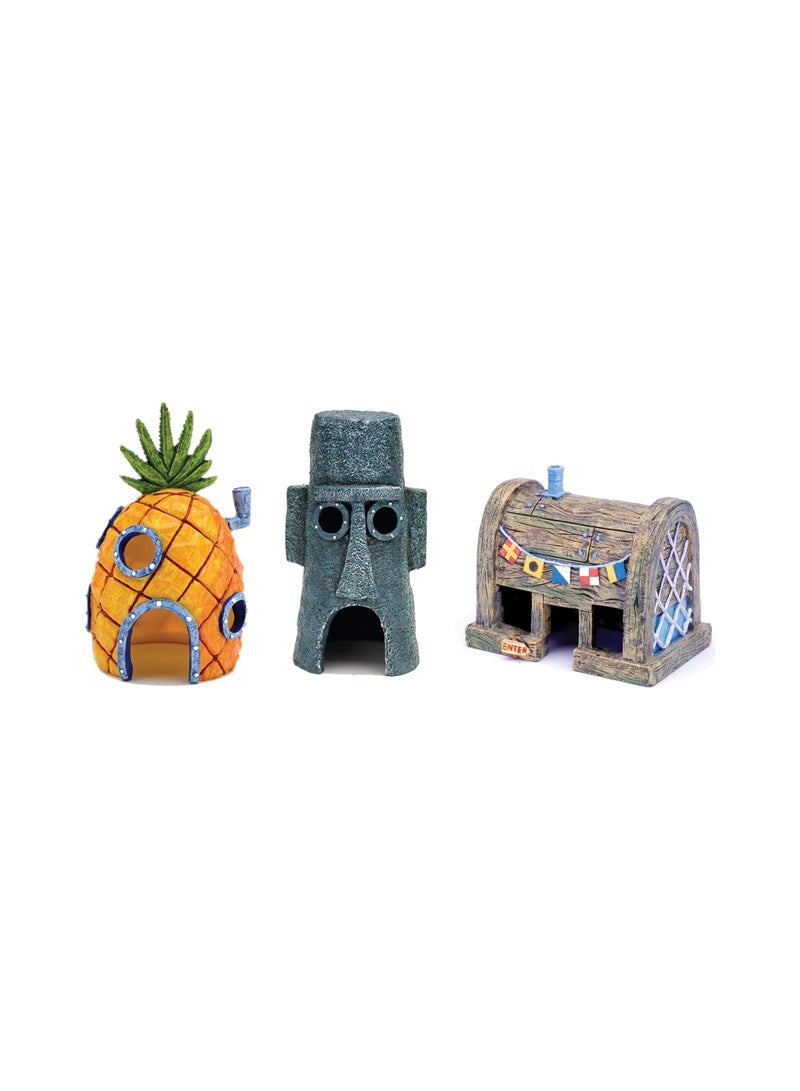 Bukela Fish Tank Decorations, Spongebob’s Pineapple, Squidward Home, and The Crusty Crab Resin Figurines | Aquarium and Terrarium Décor - Image 1