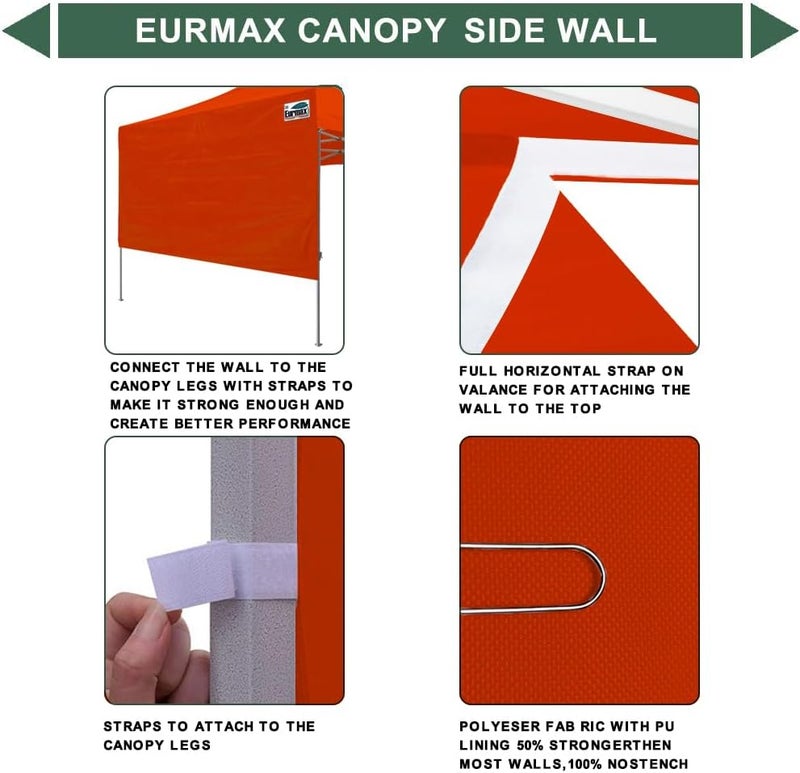Eurmax USA 10ft Instant Canopy SunWall Canopy Tent Sidewall for Pop Up Canopy Tent,1 Pack Removable Sidewall Only(Orange) - Image 3