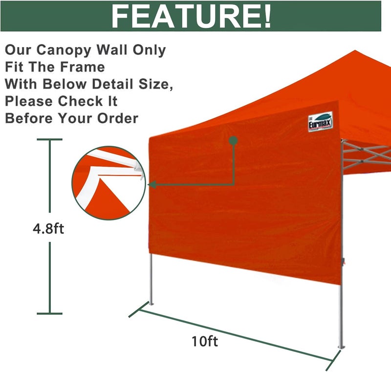 Eurmax USA 10ft Instant Canopy SunWall Canopy Tent Sidewall for Pop Up Canopy Tent,1 Pack Removable Sidewall Only(Orange) - Image 4