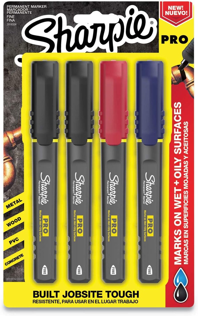Sharpie SHARPIE Pro Permanent Marker Fine Point Assorted Colors 4Count Marker 2018324  - Image 1