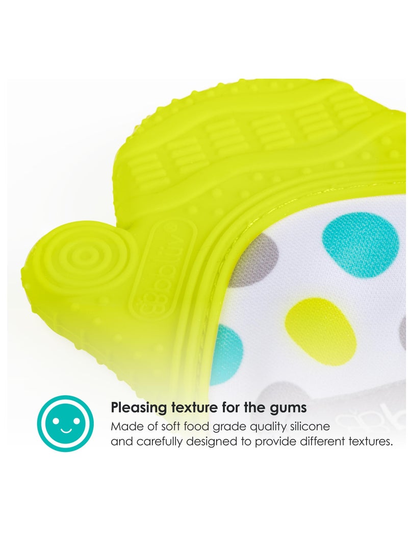 bbluv bblüv Glüv Baby Teething Mitten – Soft Silicone, BPA-Free, Crinkle Sound, Adjustable Strap, Soothing & Safe for Infants 3M+, Washable & Travel Bag Included  - Image 2