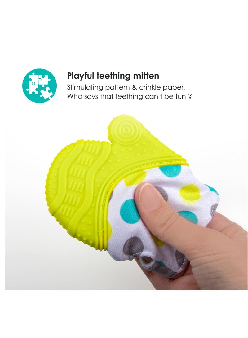 bbluv bblüv Glüv Baby Teething Mitten – Soft Silicone, BPA-Free, Crinkle Sound, Adjustable Strap, Soothing & Safe for Infants 3M+, Washable & Travel Bag Included  - Image 3